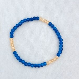 Stretch Stackable Bracelet Blue Glass Crystal Beads Boho Hippie Style Summer